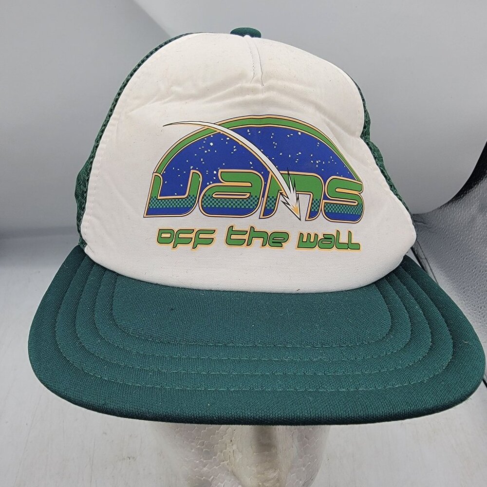 Vans Off The Wall White Green Trucker Hat Adjustable Comfort Outdoors Casual